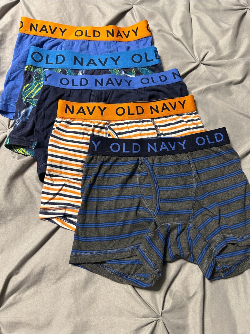 Old Navy Boys Boxer Briefs 5 Pack - Blue, Orange, Navy, Gray